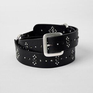 Zara Kate Moss x Zara Black Studded Leather Belt US 34 Rock Punk Metal NWT